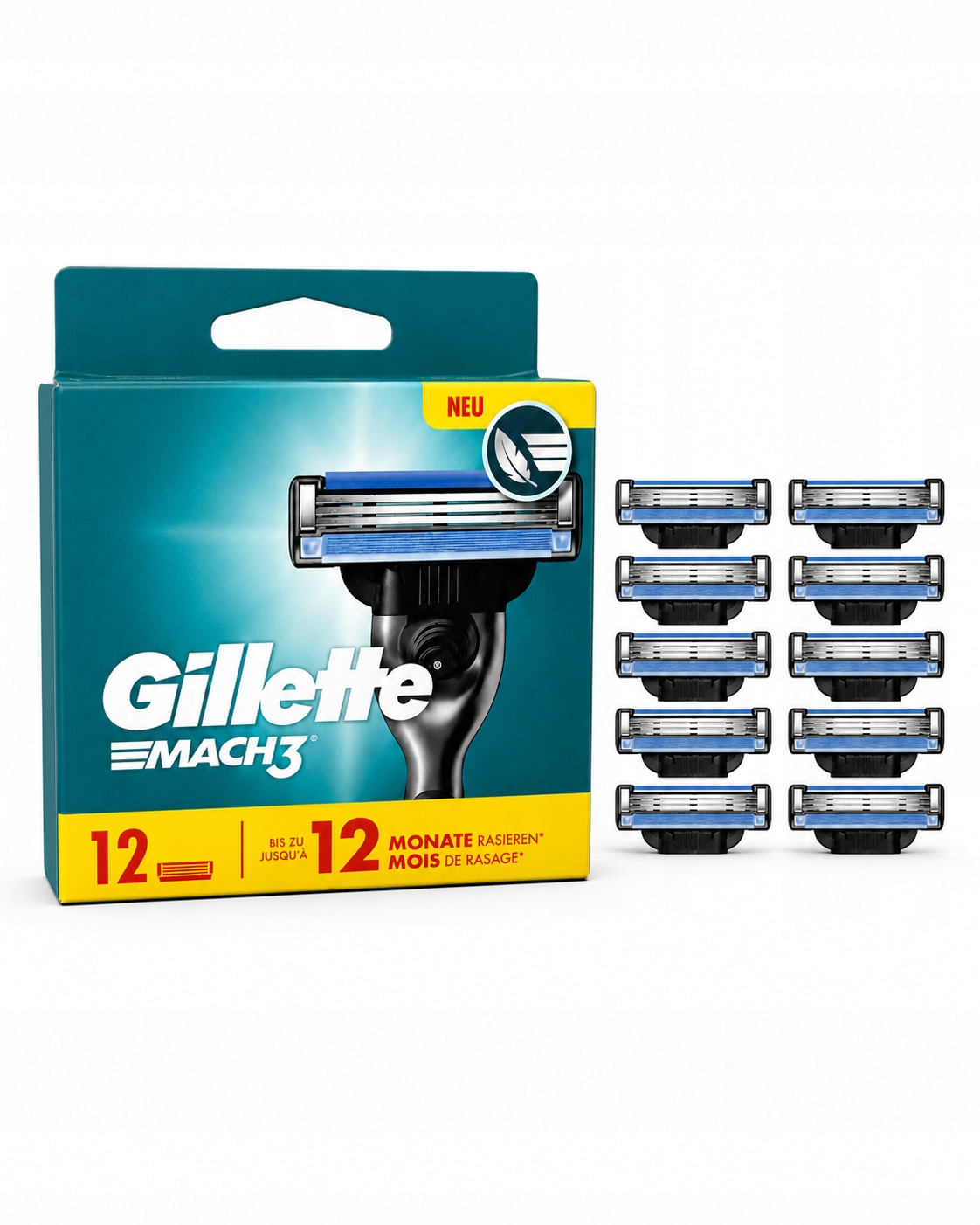 Gillette Mach3 Náhradní břity pro holicí strojek pro muže, 12 ks