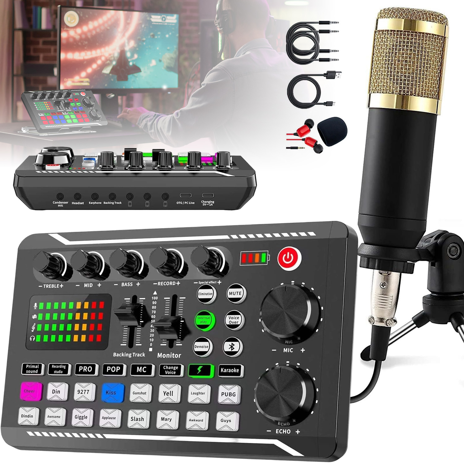 Zvuková Karta Kondenzátorový Studiový Mikrofon F998 Pro Hudební Produkci