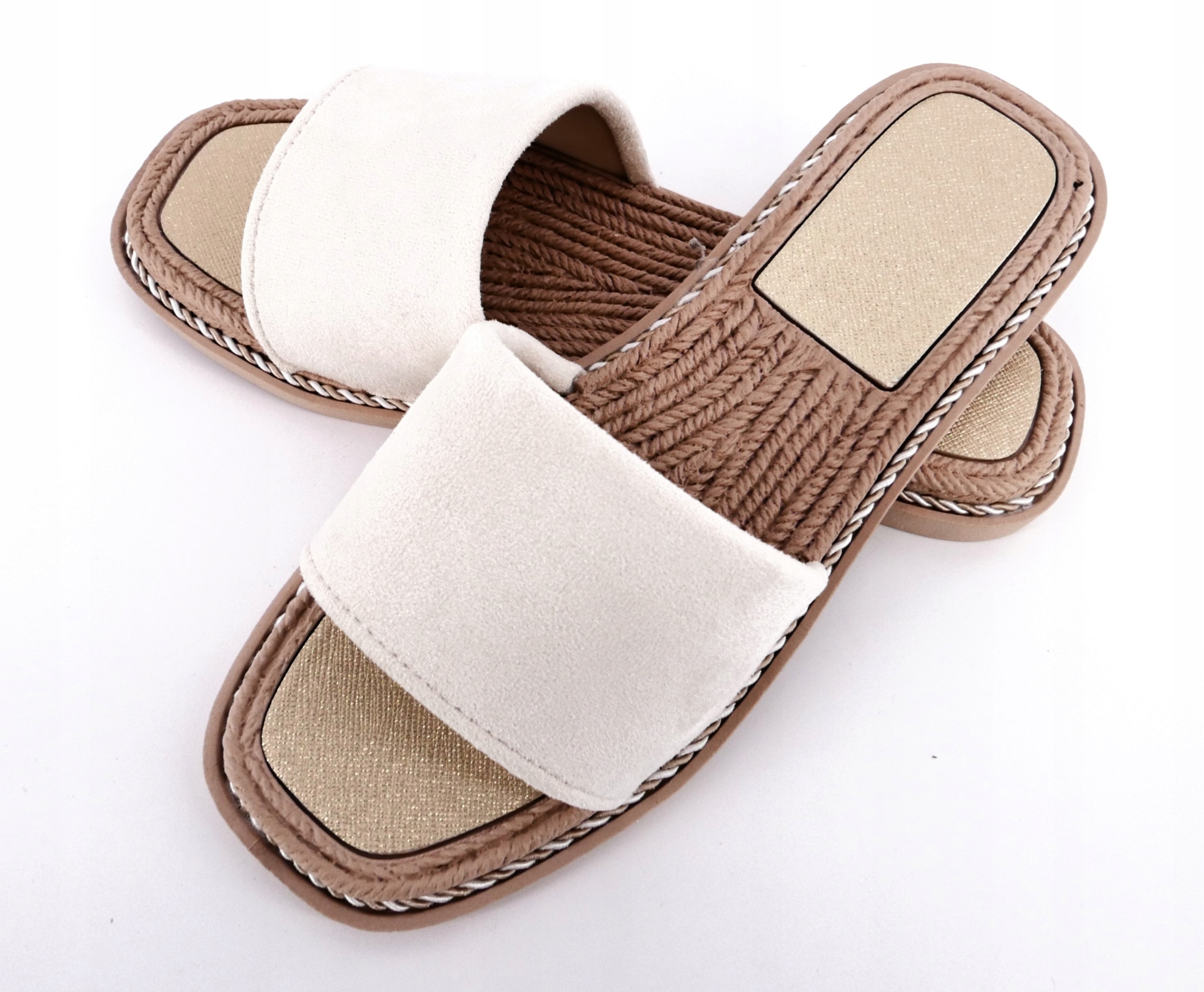 KLAPKI DAMSKIE BEŻOWE EKO ZAMSZ R38 Marka inna