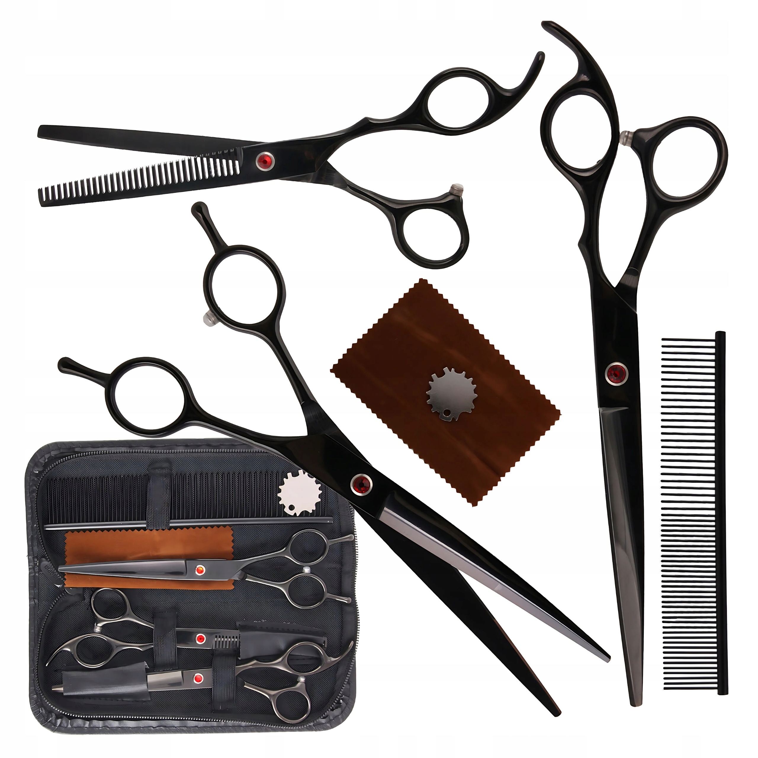 Groomerské Nůžky Pro Psa Kočku Hřeben 4 kusy Sada Stříhání