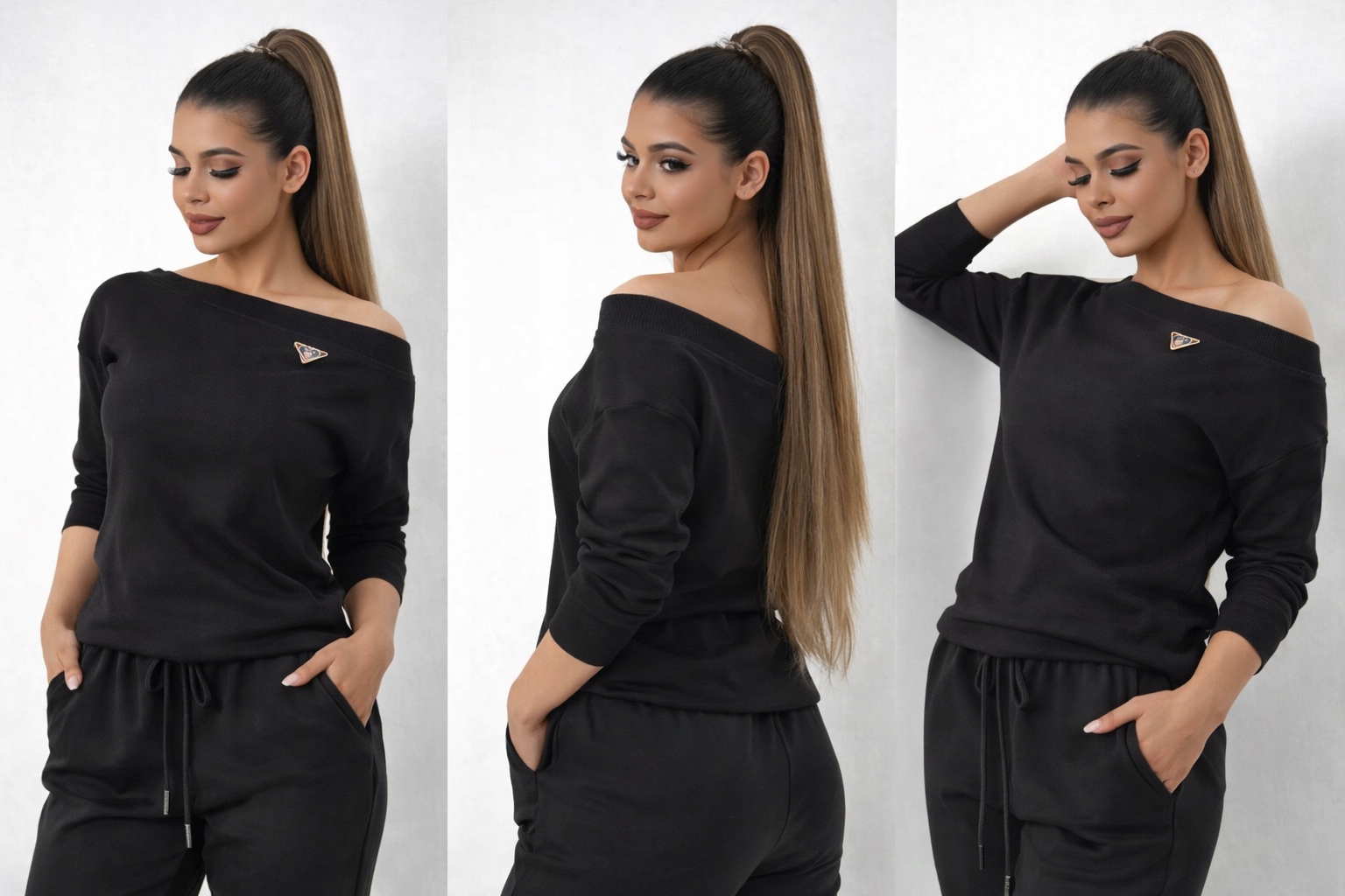 Megi Collection dámská halenka Zia se zlatým logem Černá S M L