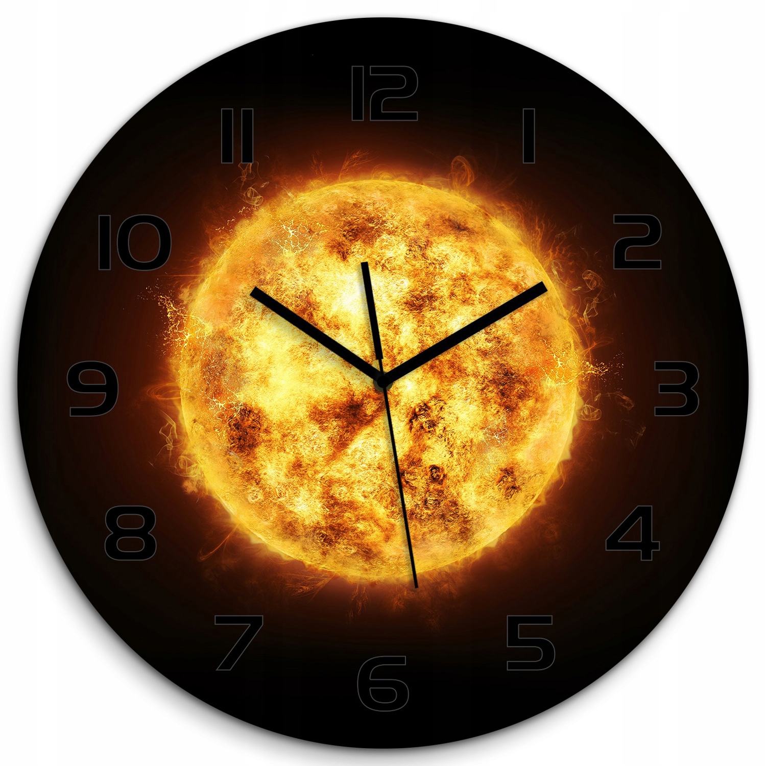 

Duży okrągły szklany zegar ścienny Słońce fi 60 cm