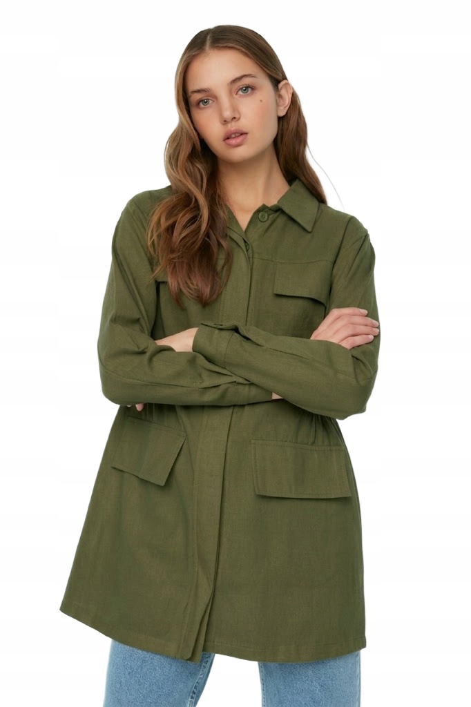 Trendyol Parka Khaki Bunda S Kapsami, Dlouhý Rukáv 36 6FA
