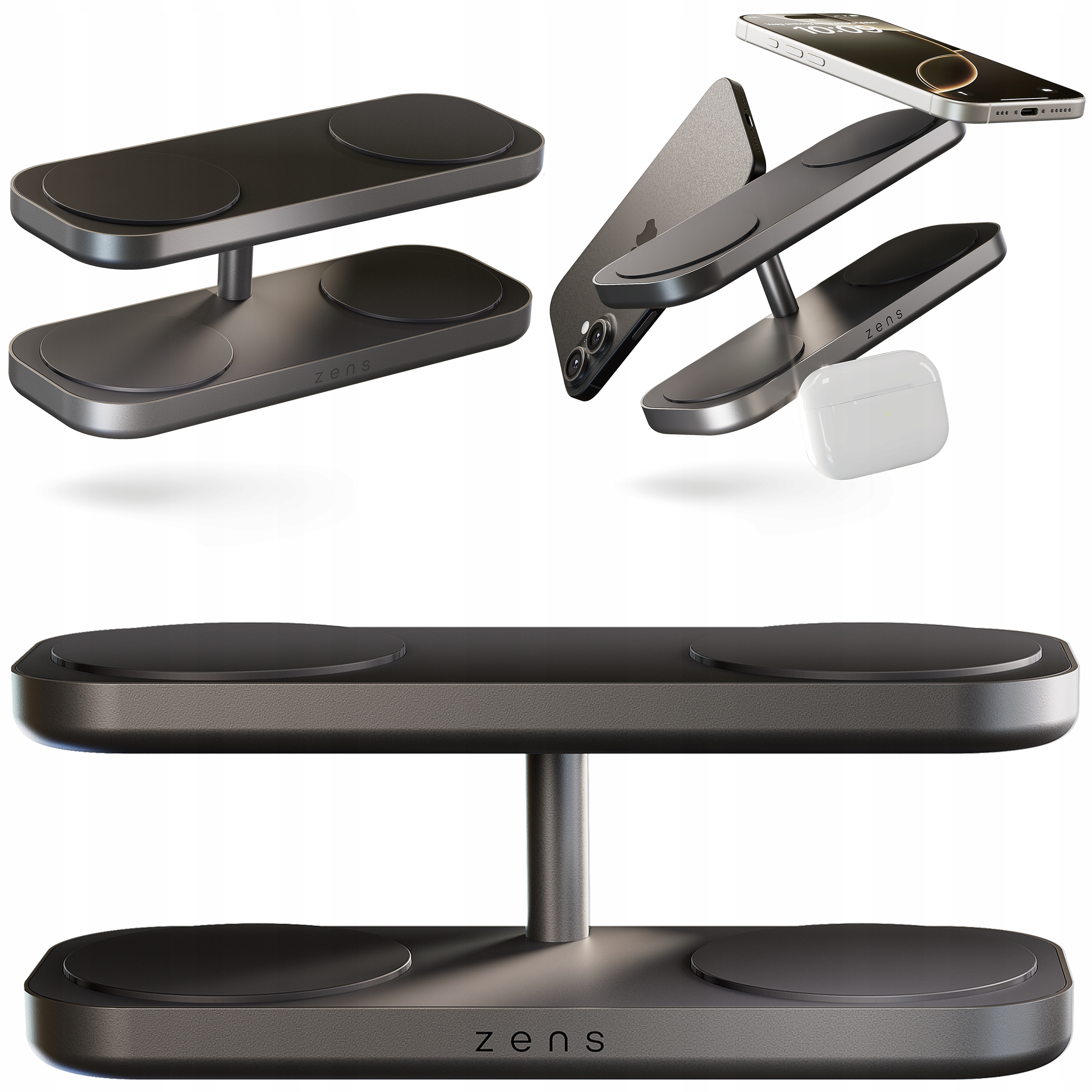 Zens Quattro Charger Pro 4 – Bezdrátová nabíječka Qi2 4x 15W pro Apple