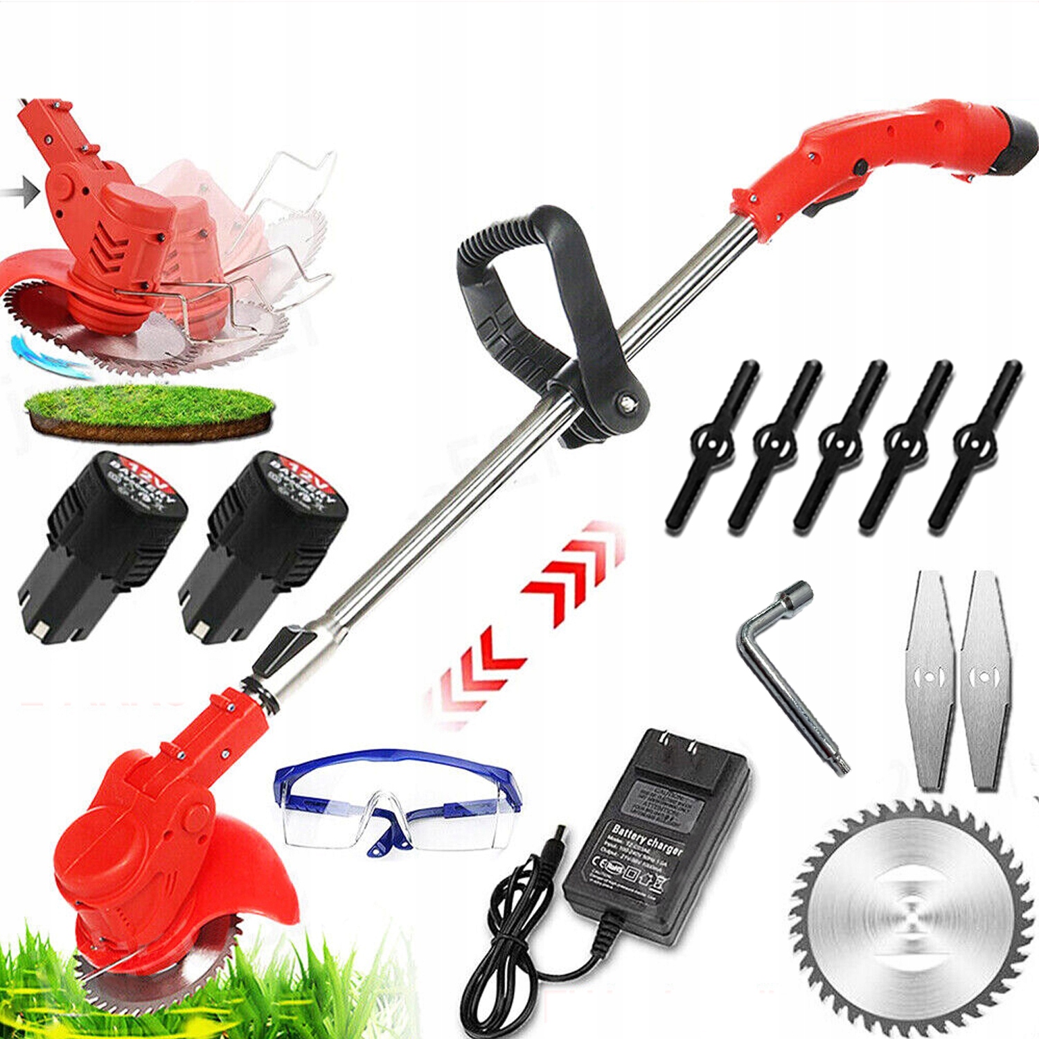 Aku Strunová Sekačka, Vyžínač 21V 2AKU Teleskopická Baterie Pro Trávy 650 W