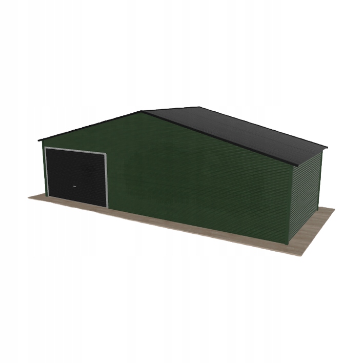 Plechová garáž 9x3.5 m jednopolohová, dvouspádová, zelená