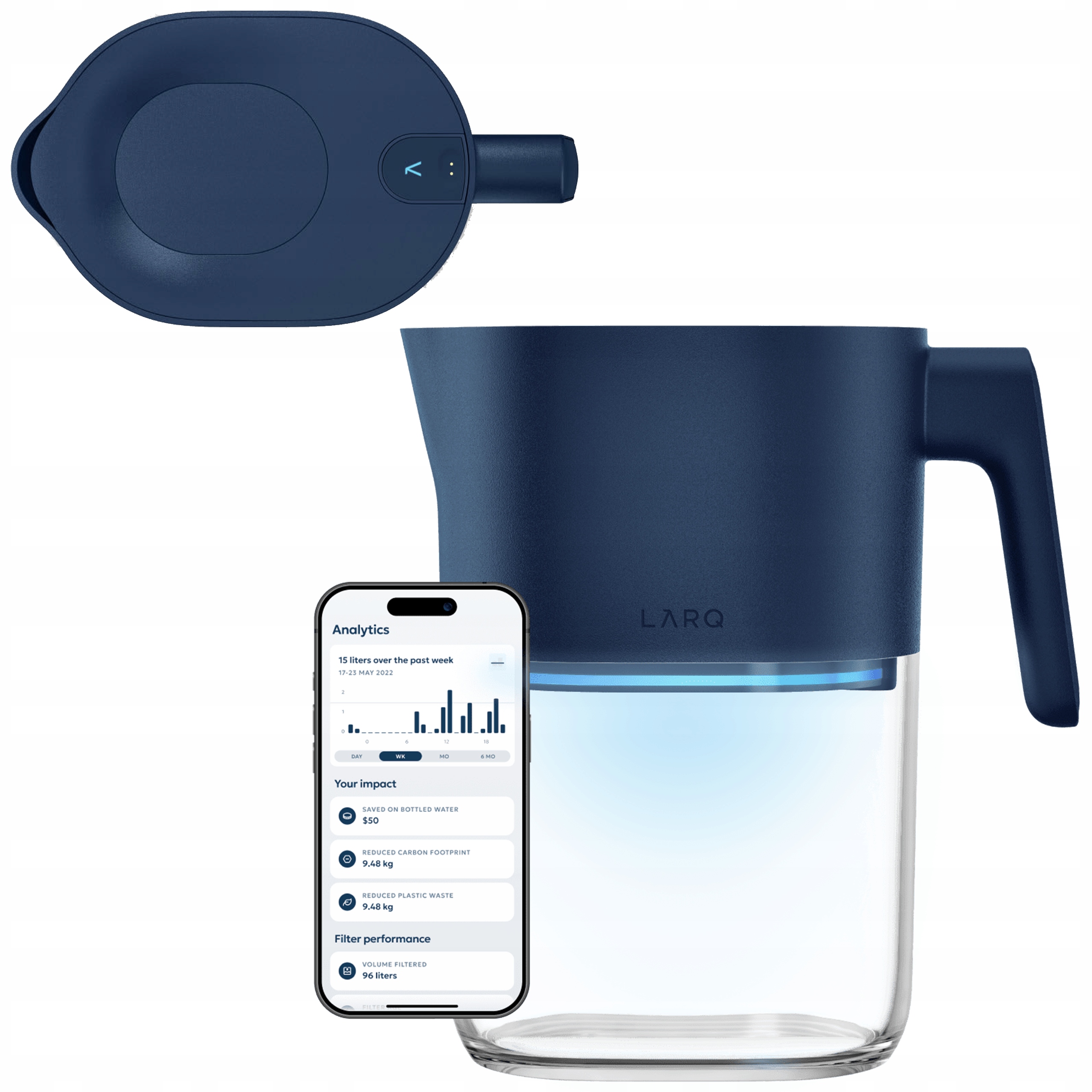 Larq PureVis Inteligentny Samoczyszczący Dzbanek Filtrujący Wodę 1.9L