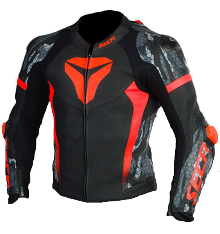 Kožená bunda Seca Srs II Fluo Red