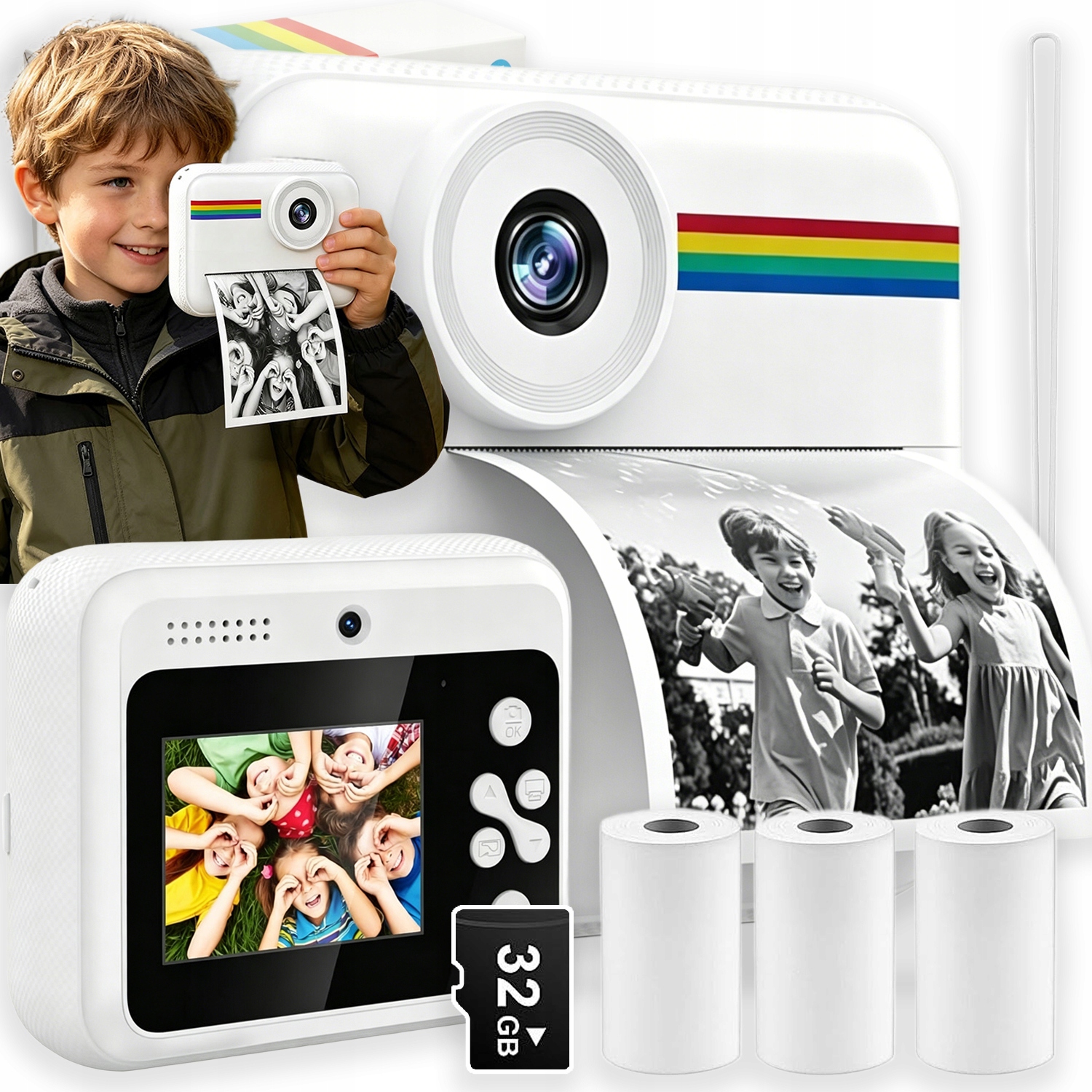 Instantní Dětský Fotoaparát S 32GB Kartou Tf A Papírem Pro Tisk