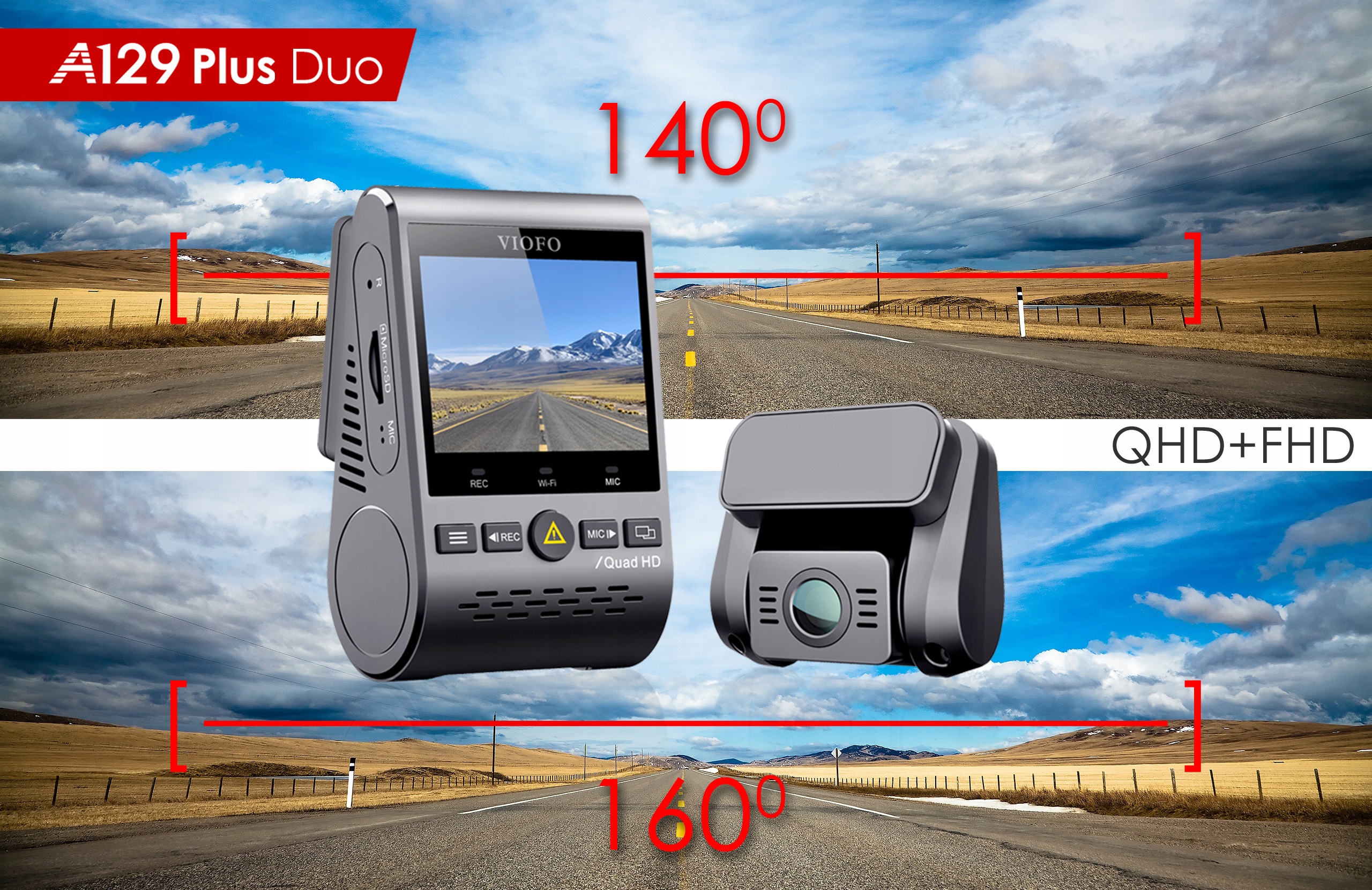 KAMERA REJESTRATOR VIOFO A129 PLUS DUO-G GPS WIFI Komunikacja Bluetooth GPS Wi-Fi