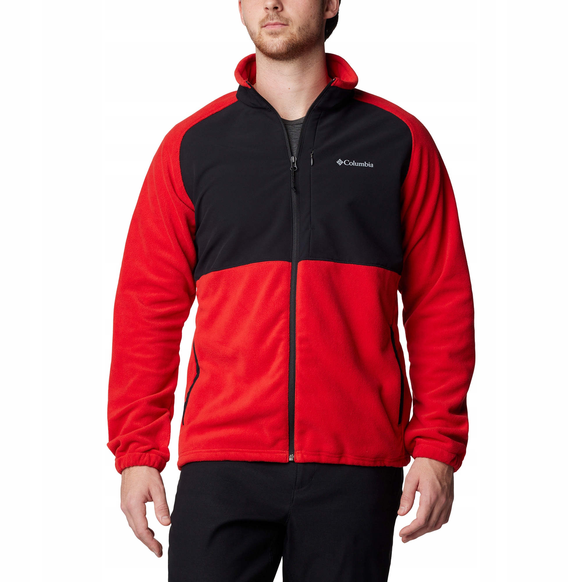 Columbia mikina fleecová Sage Peak Full Zip Fleece Sail červeno-černá