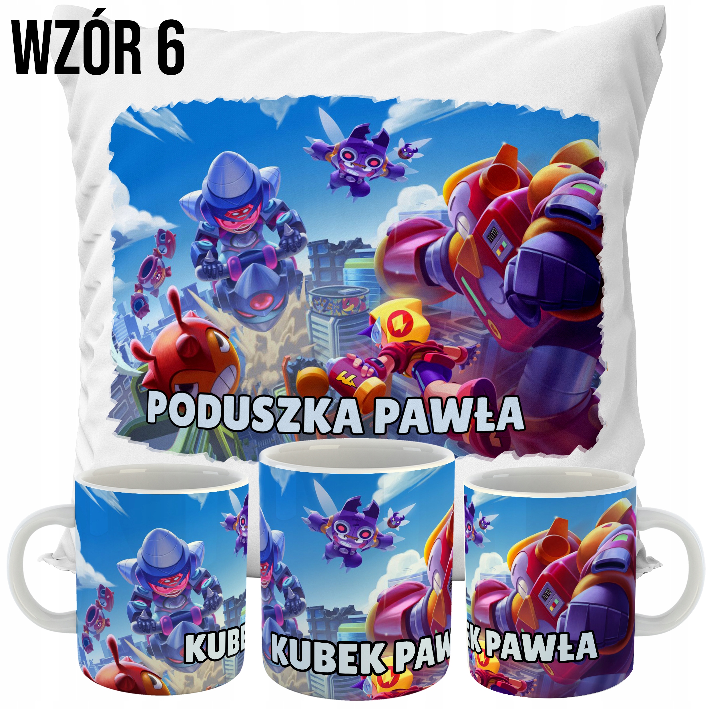 ZESTAW PODUSZKA +KUBEK BRAWL STAR S WZORY Płeć chłopcy dziewczynki