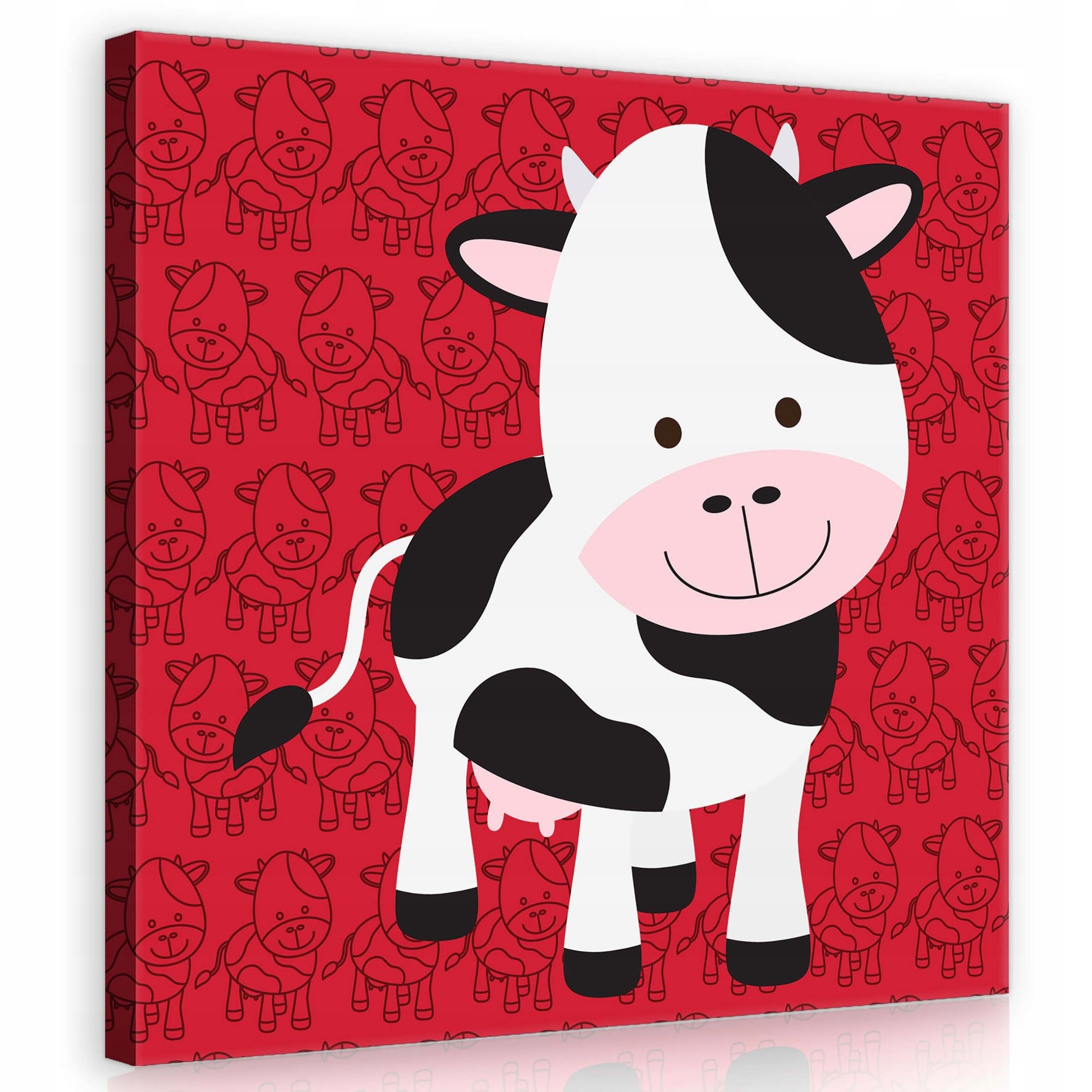 Obraz 80x80 Veselá kráva zvíře zábavné dětské světlé červené pozadí
