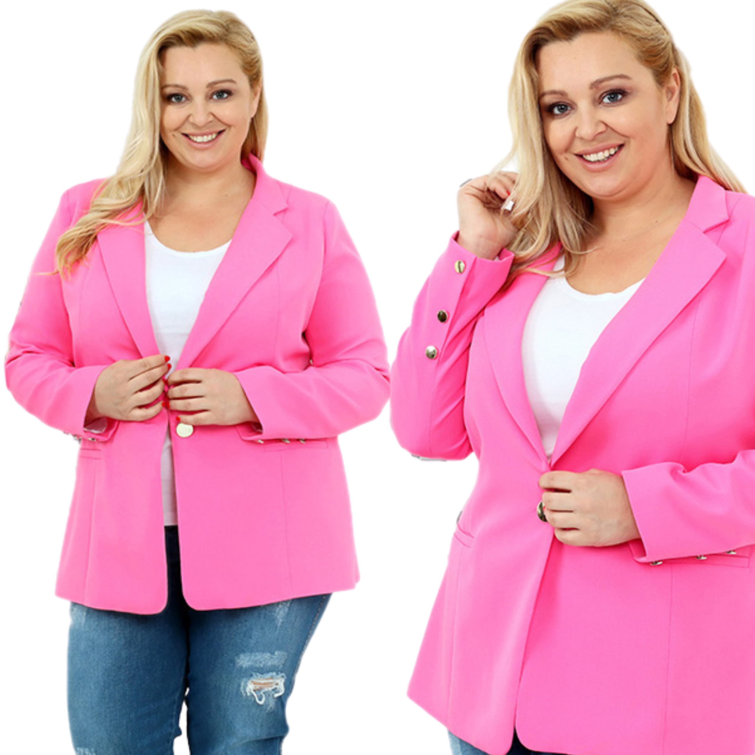 

Żakiet Damski Marynarka Narzutka 56 8XL Barbie Róż