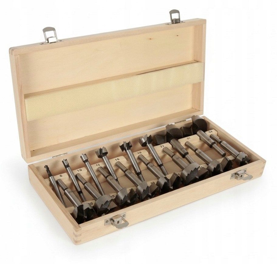 Frezy Do Drewna Zestaw Puszkowe Sękowniki Czołowe Trzpień 16szt. 6-54mm