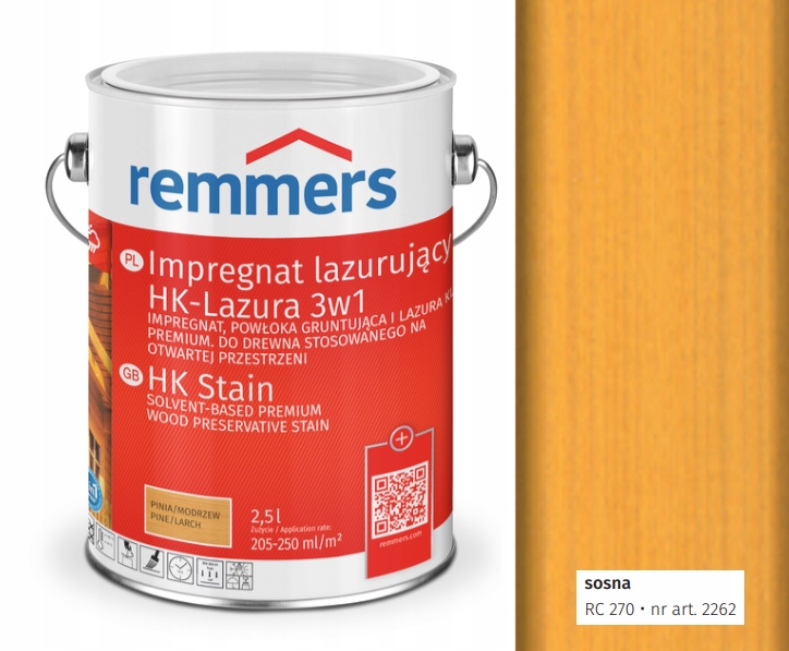 Impregnat lazurujący do drewna HK-Lasura 3w1 Remmers 2,5 l Sosna