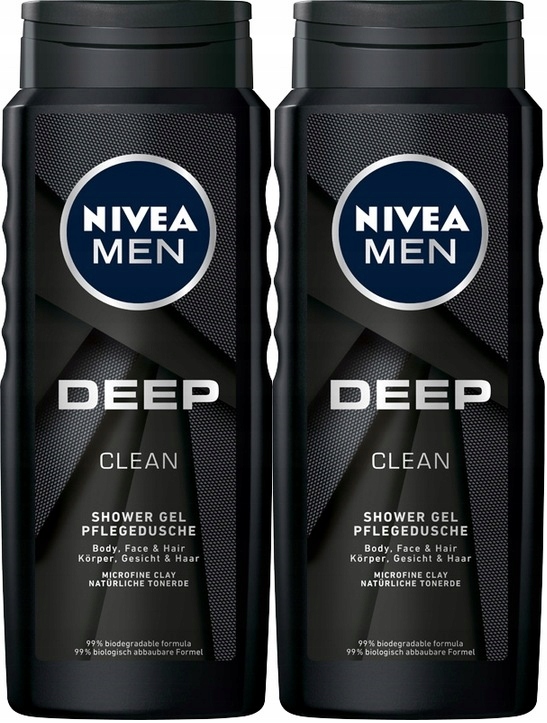 Żel pod prysznic NIVEA MEN Deep Clean 2 x 500ml