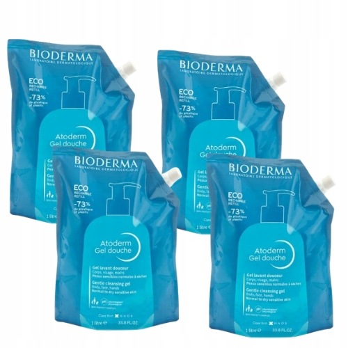 Bioderma Atoderm Żel Pod Prysznic Zapas 4 x 1000 ml Skóra Sucha Wrażliwa