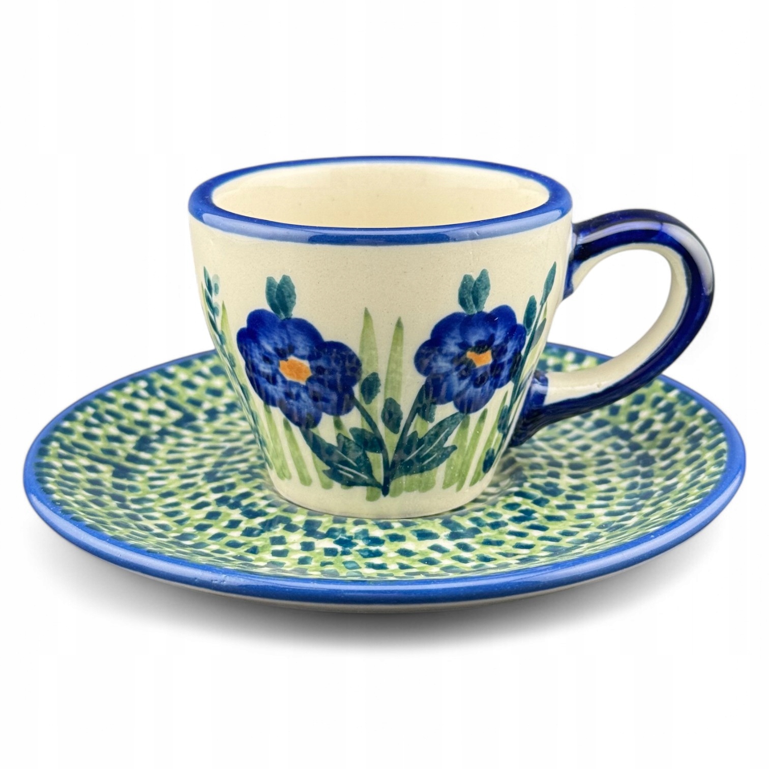 Filiżanka espresso ze spodkiem Unikat 60 ml dek. IM03 Ceramika Bolesławiec