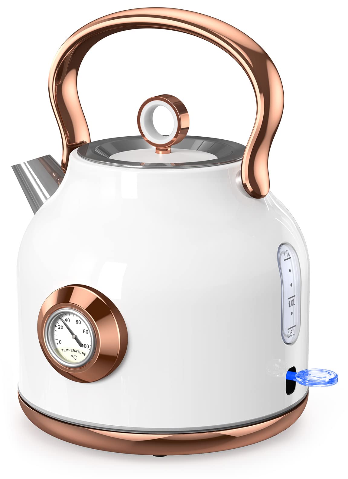 NESSGRAIM Retro Czajnik Elektryczny 1,7L Stalowy 2200W LED Auto Off