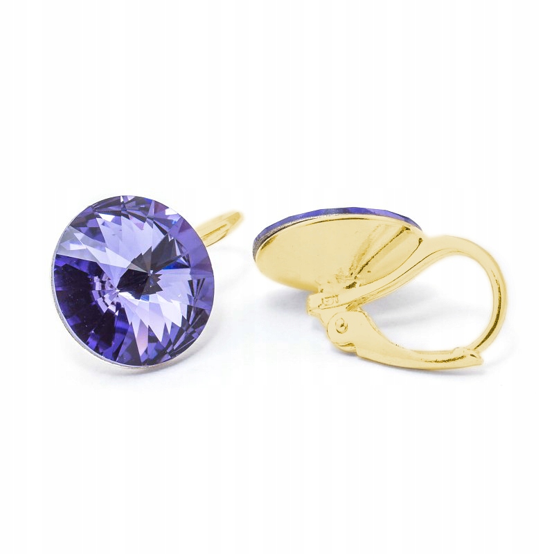 Náušnice pozlacené stříbro 925 s kr. Swarovski Rivoli 12 mm Smoked Tanzanite