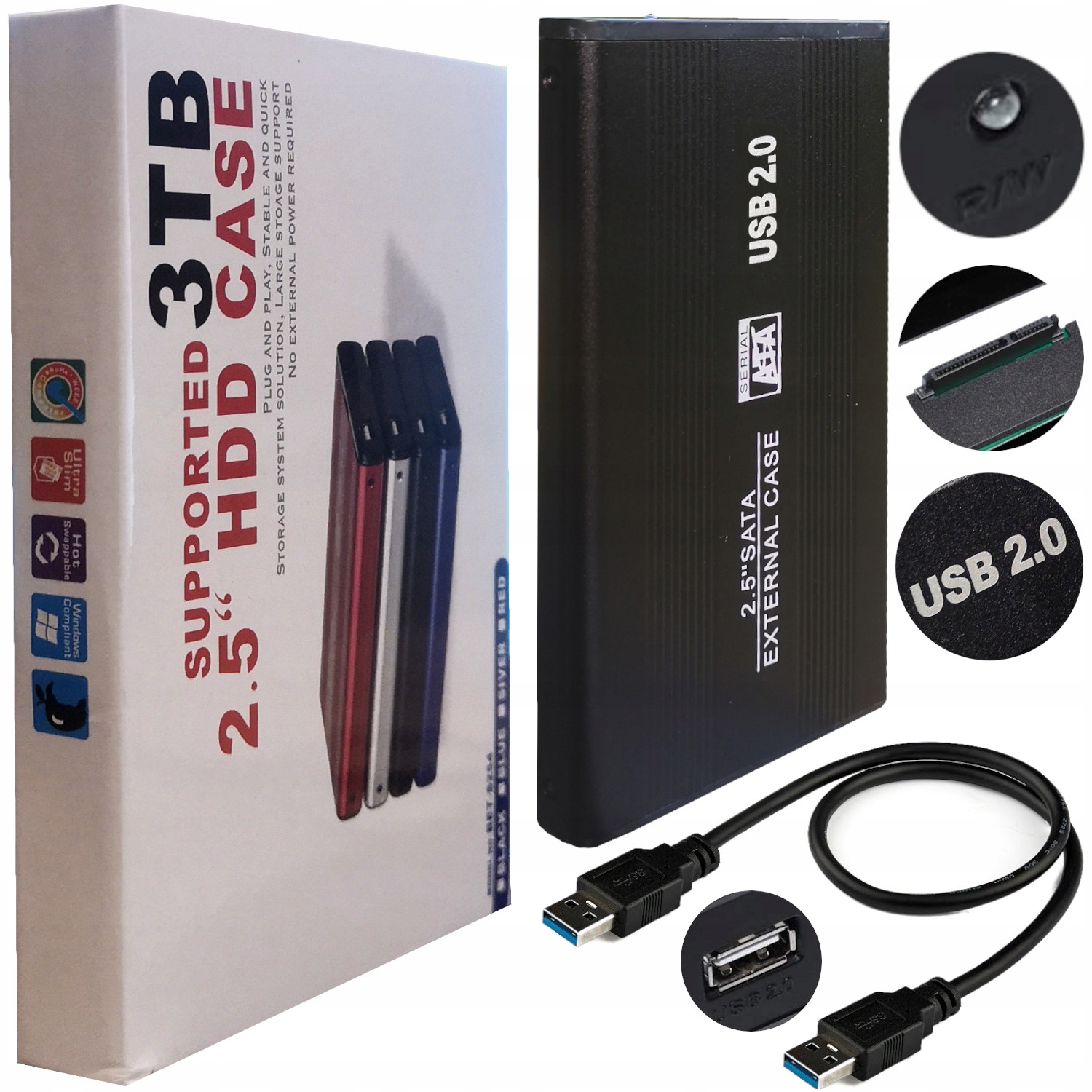 

Obudowa dysku Solidna Hdd 2,5 kieszeń Sata Usb 2.0
