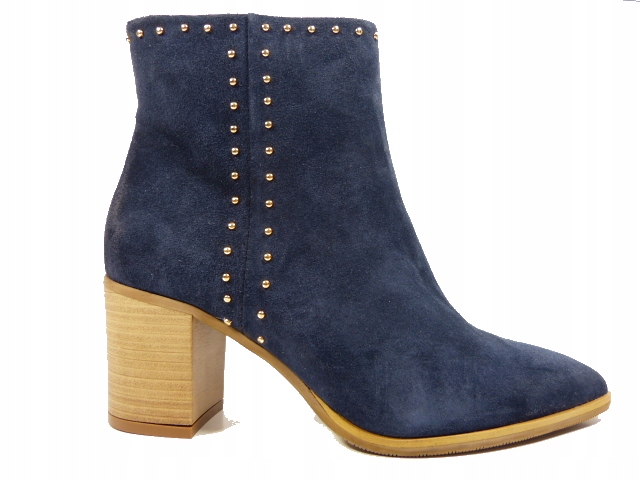 kotníkové boty Carinii 38 tmavě modré semišové zlaté ozdoby