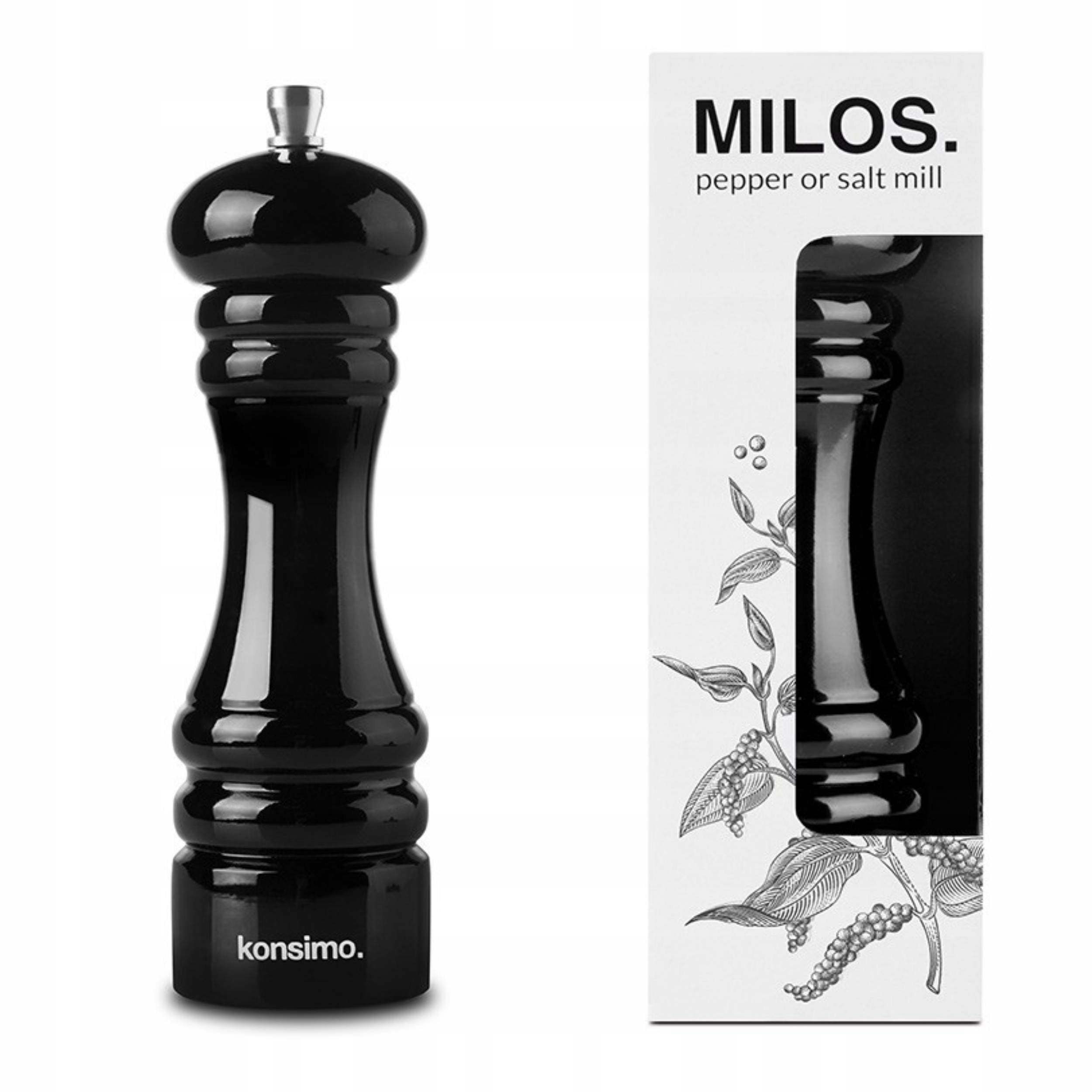 MŁYNEK RĘCZNY do pieprzu i soli DREWNIANY KONSIMO