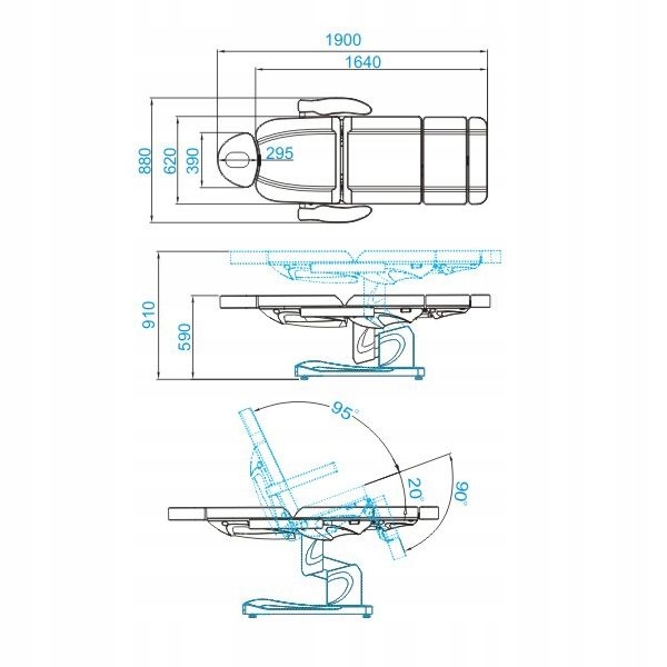 Kosmetické křeslo elektrické Azzurro 708A 4 silné bílé
