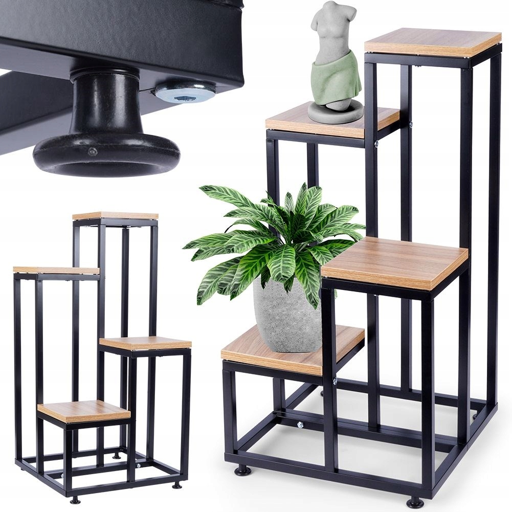 Držák Na Květináč Kovový 4-úrovňový patrový stojan na květináče, rostliny, květiny