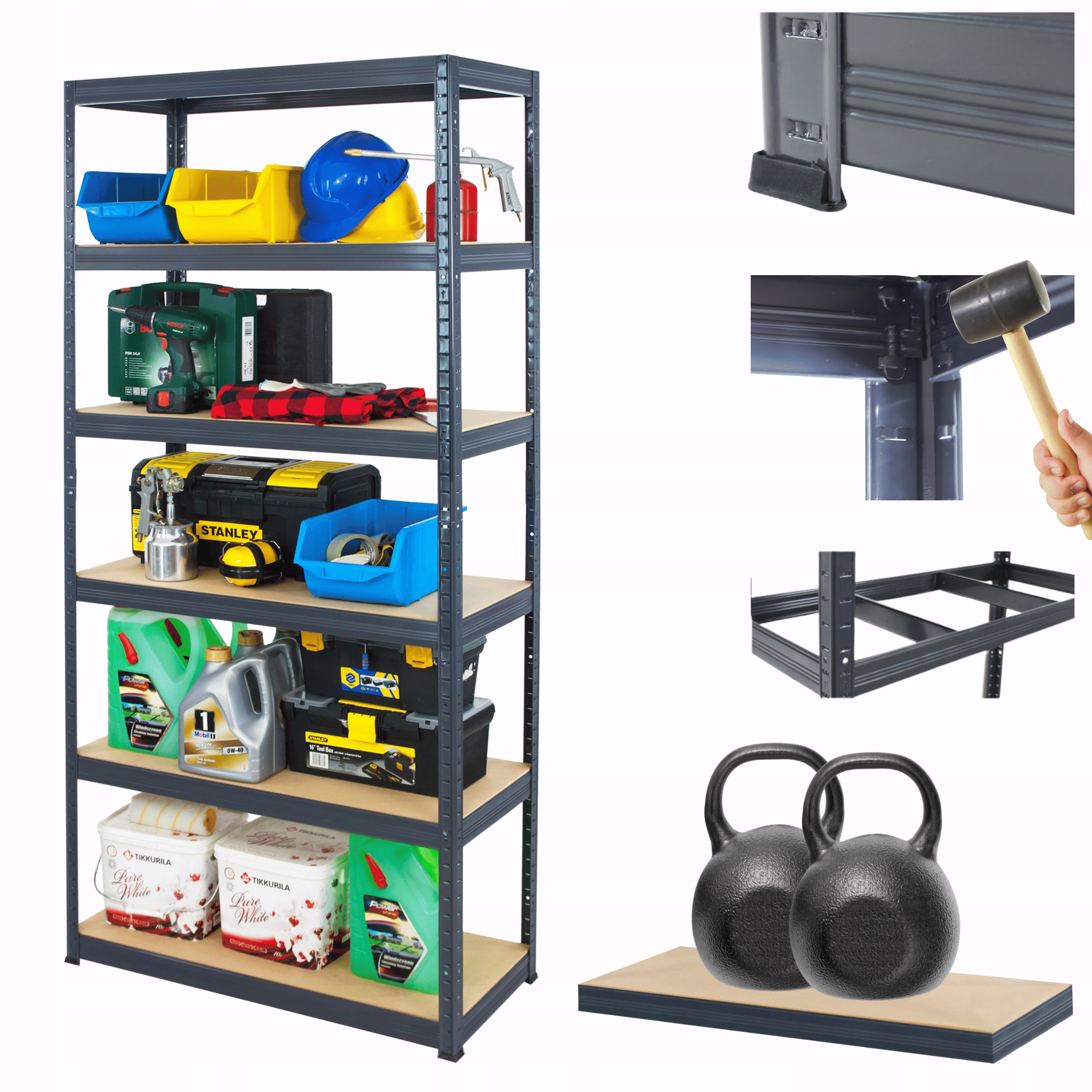 Kovový skladovací regál Premium Helios 196x110x30 cm 6Px275 kg Silný