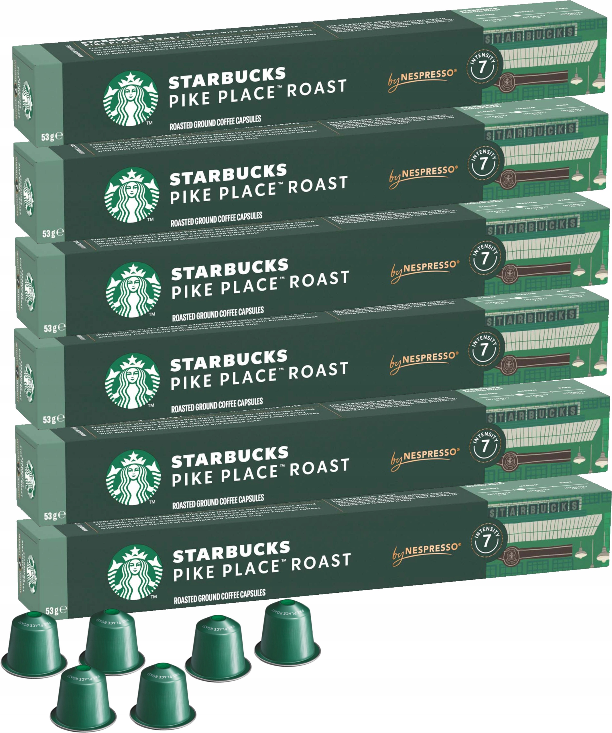Kapsle do Nespresso Starbucks Pike Place Lungo, 6 balení po 10 kapslích