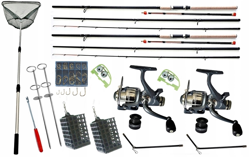 Zestaw Wędkarski 2 Wędki 360cm. 2 Kołowrotki Carp 3000A Podbierak Nr 211