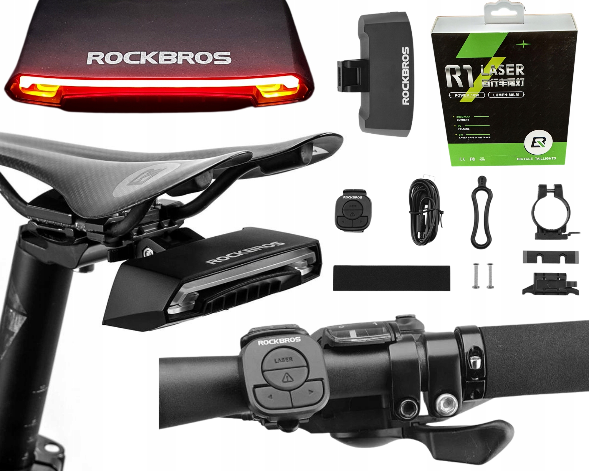 

Lampka tył Stop kierunkowskazy laser Rockbros Led