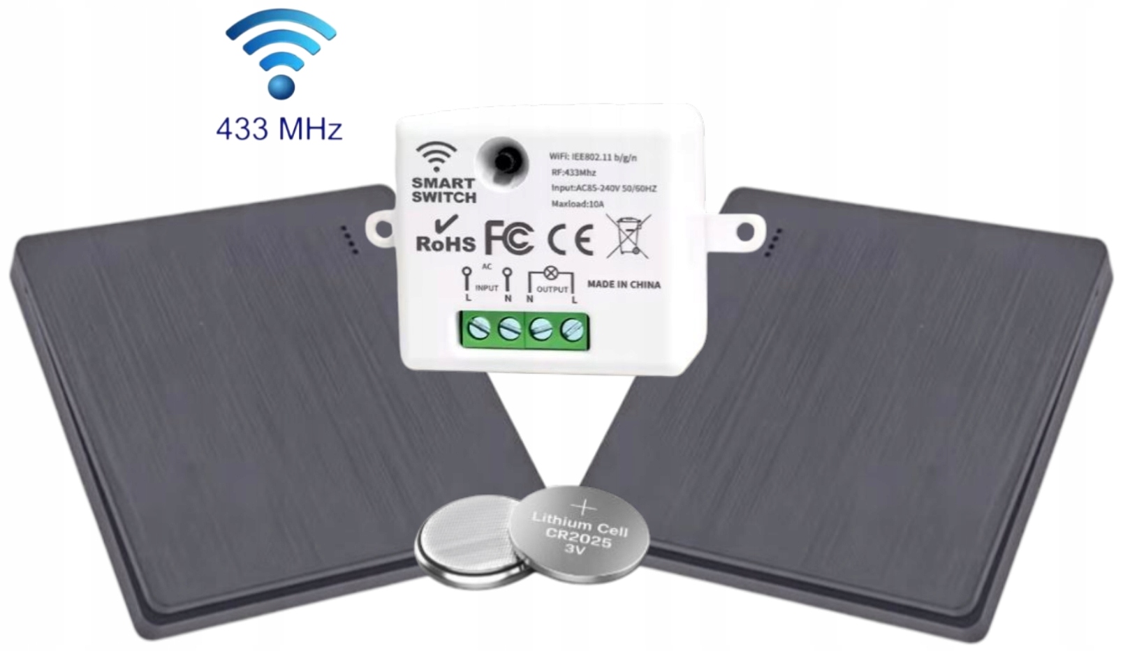 Zestaw Bezprzewodowy Przekaźnik +włacznik 1PA Czarny x2 Rf 433MHZ 230V