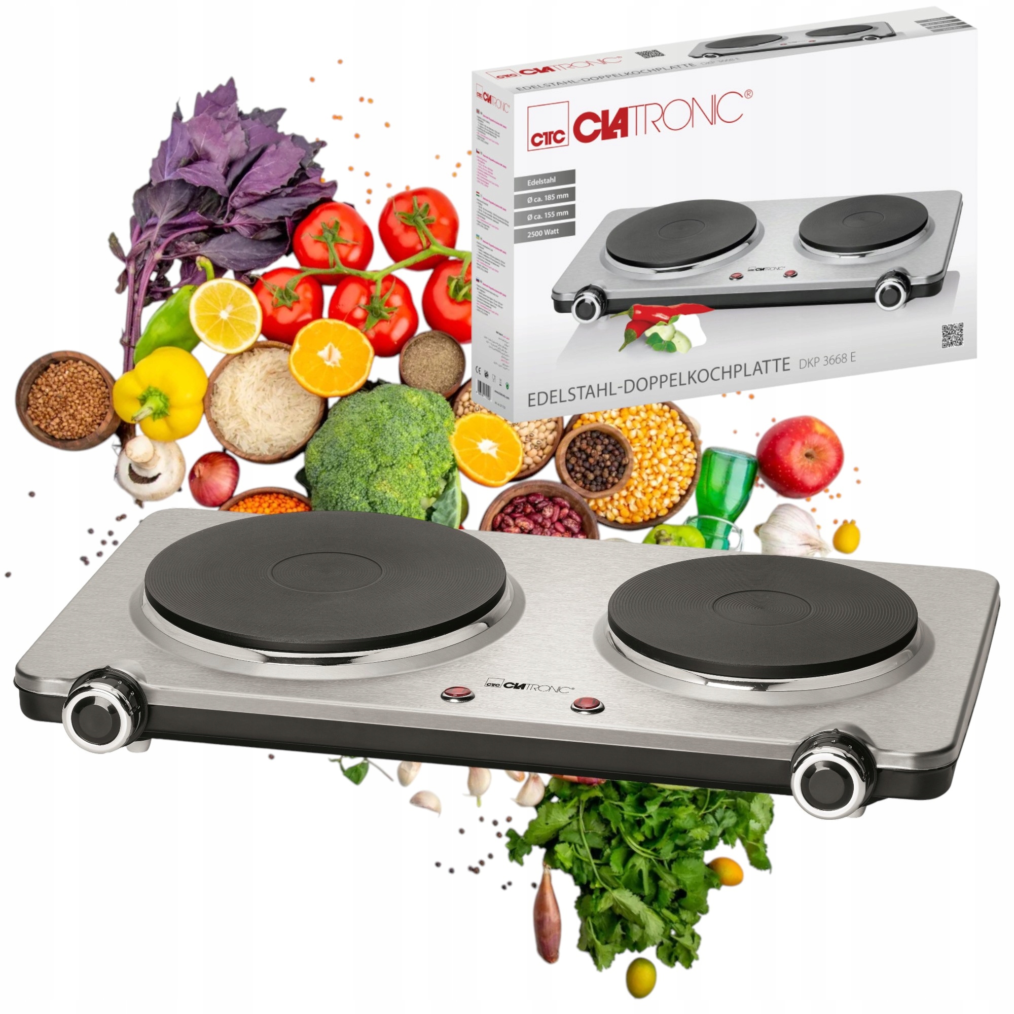 Kuchenka Elektryczna podwójna Przenośna Dwupalnikowa 2500W Płyta na Prąd-Zdjęcie-0