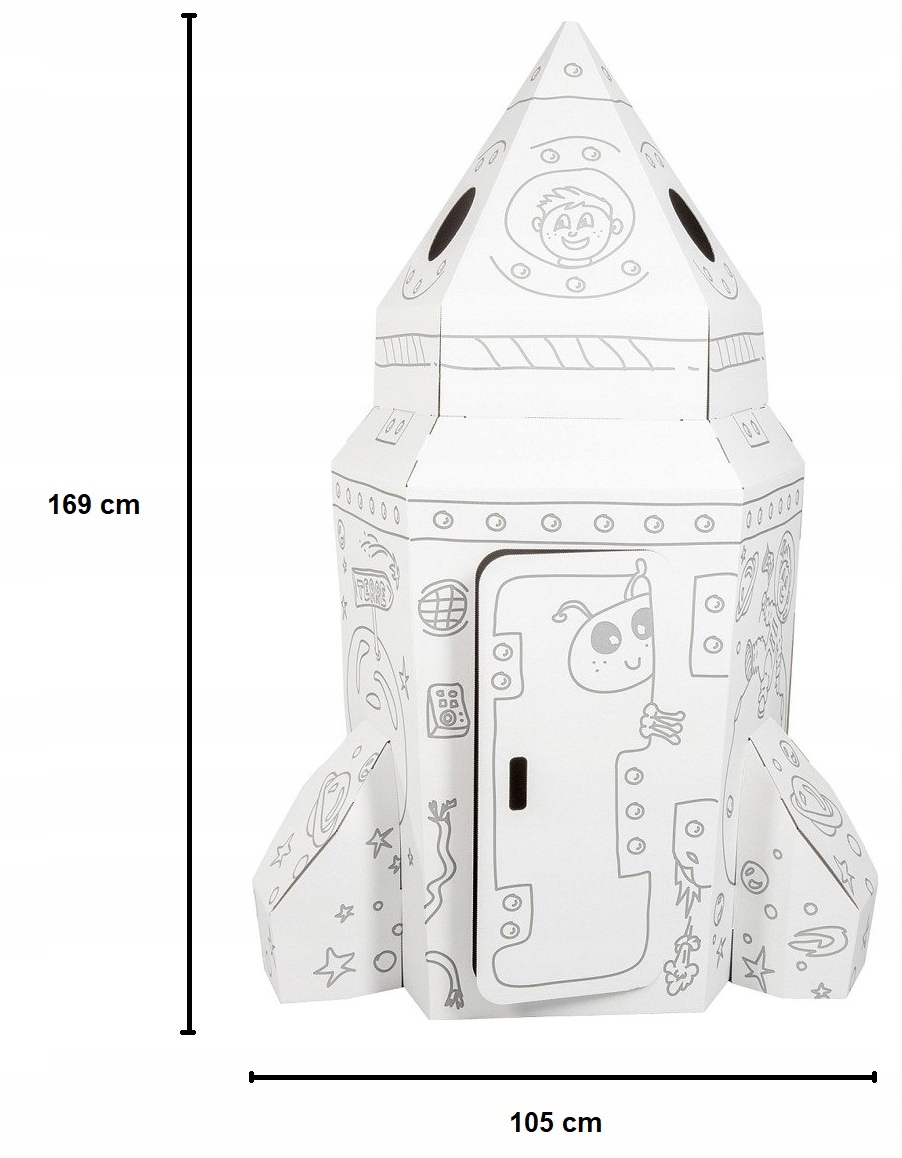 DUŻA Rakieta kartonowa Tektorado do malowania - prezent dla dzieci Wiek dziecka 3 lata +