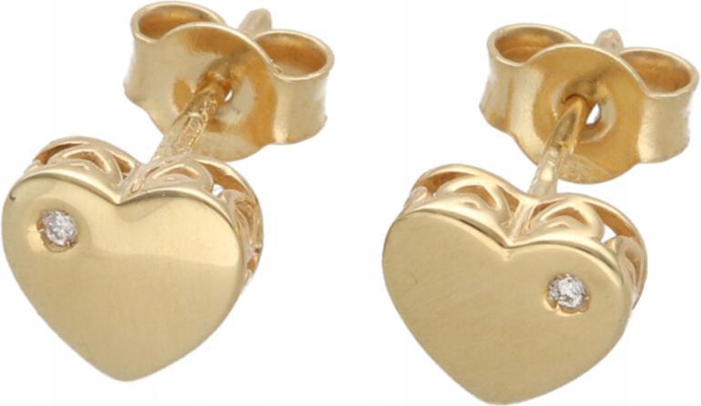 Zlaté náušnice 585 s diamanty, elegantní design, jako dárek pro ni