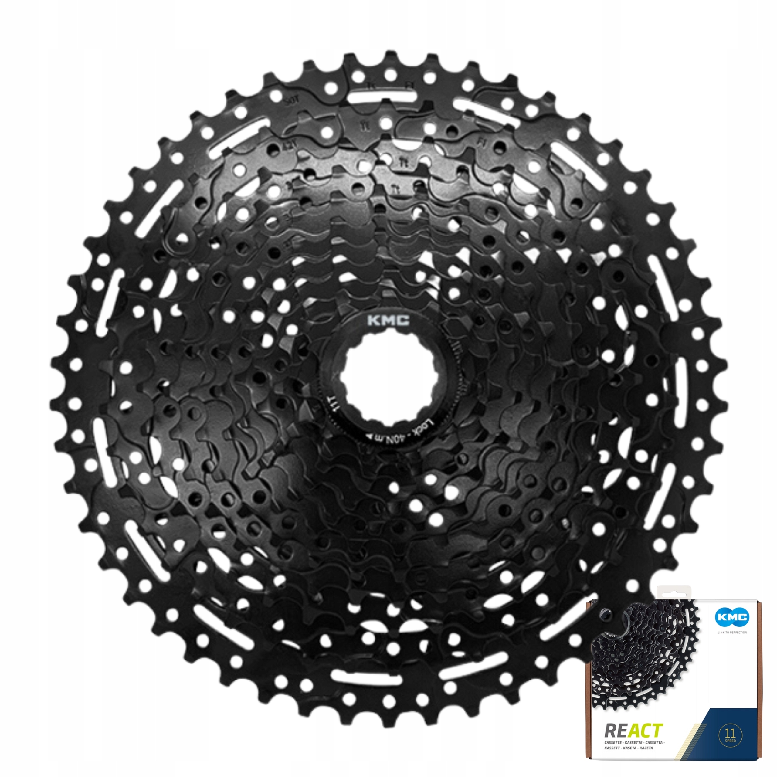 Kaseta rowerowa Kmc React 11 rzędowa 11s pod Hg 11-50T czarna Box Mtb