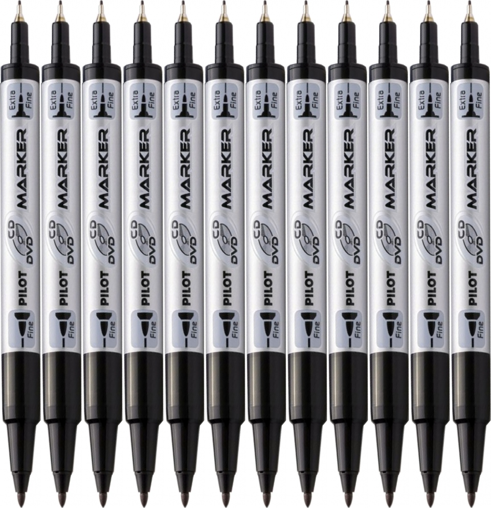 

Marker dwustronny do CD/DVD Pilot czarny pisak x12