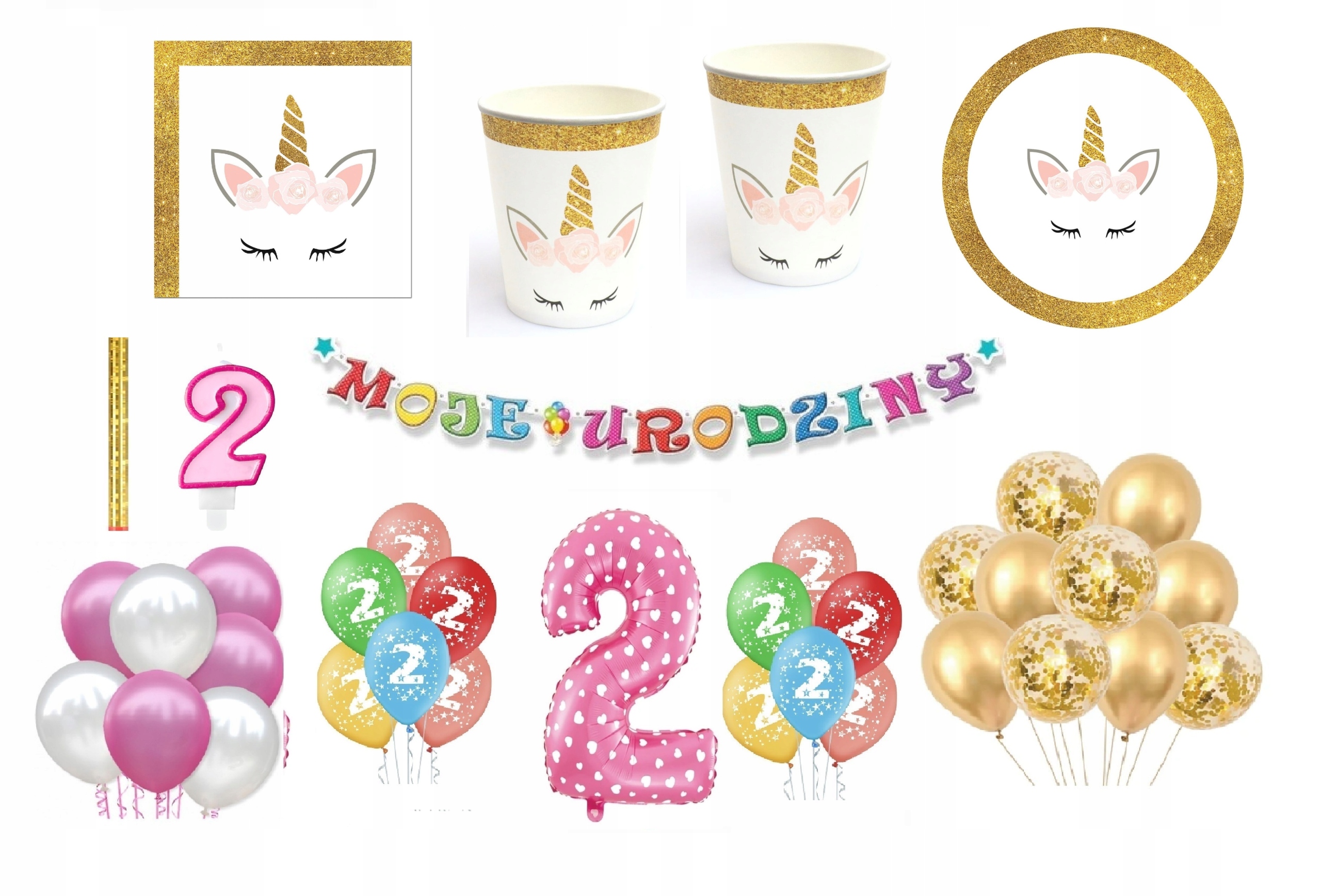 

Zestaw Jednorożec 2 Urodziny Balony