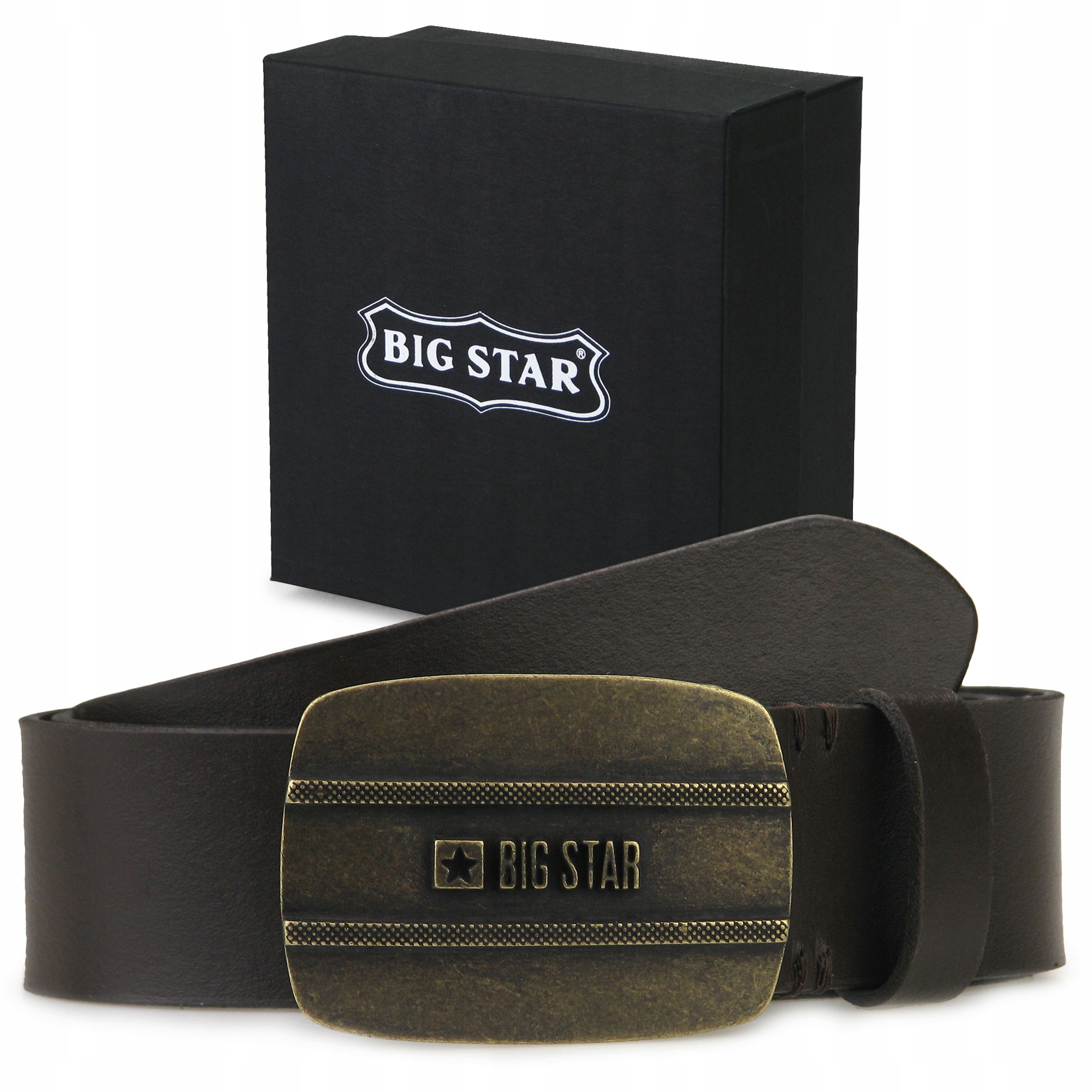 

Pasek skórzany Męski Big Star brązowy + Etui 100cm