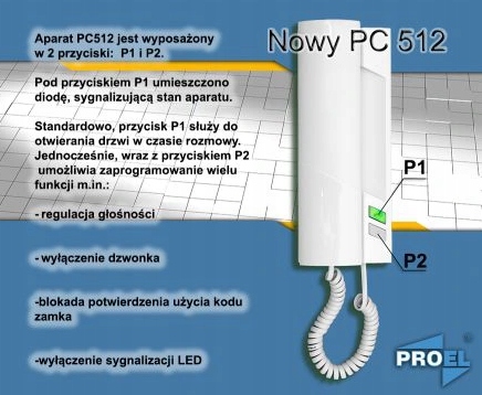 Domofon Unifon Cyfrowy słuchawka PC-512 czarny EAN (GTIN) 5906826604949
