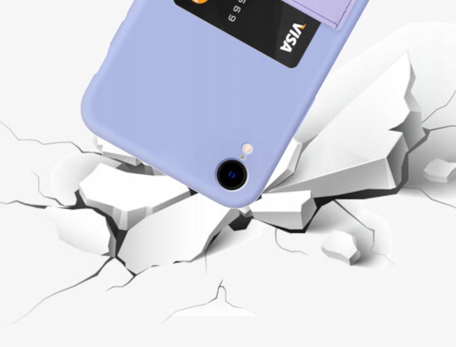 Etui do iPHONE XR +SZKŁO, ELEGANCKIE, SILICON CARD Kolor fioletowy