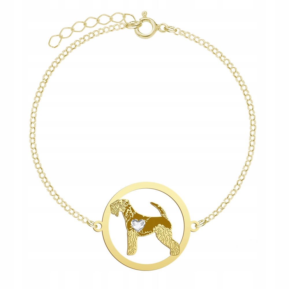 Zlatý náramek s psem Lakeland Terrier 925 Dárek Šperky Gravírování