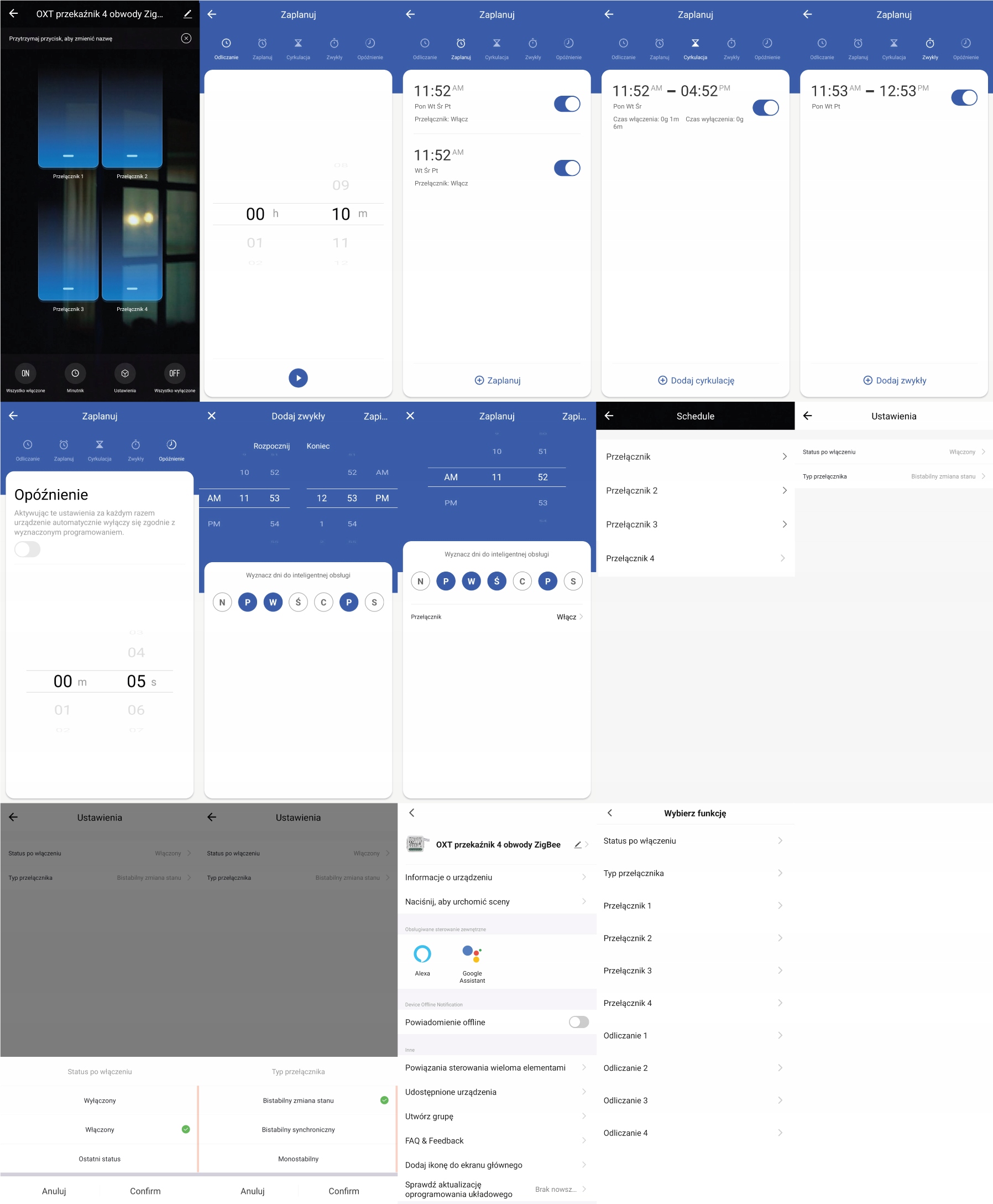 Moduł OXT mini przekaźnik 4 obwody ZigBee TUYA Seria Tuya