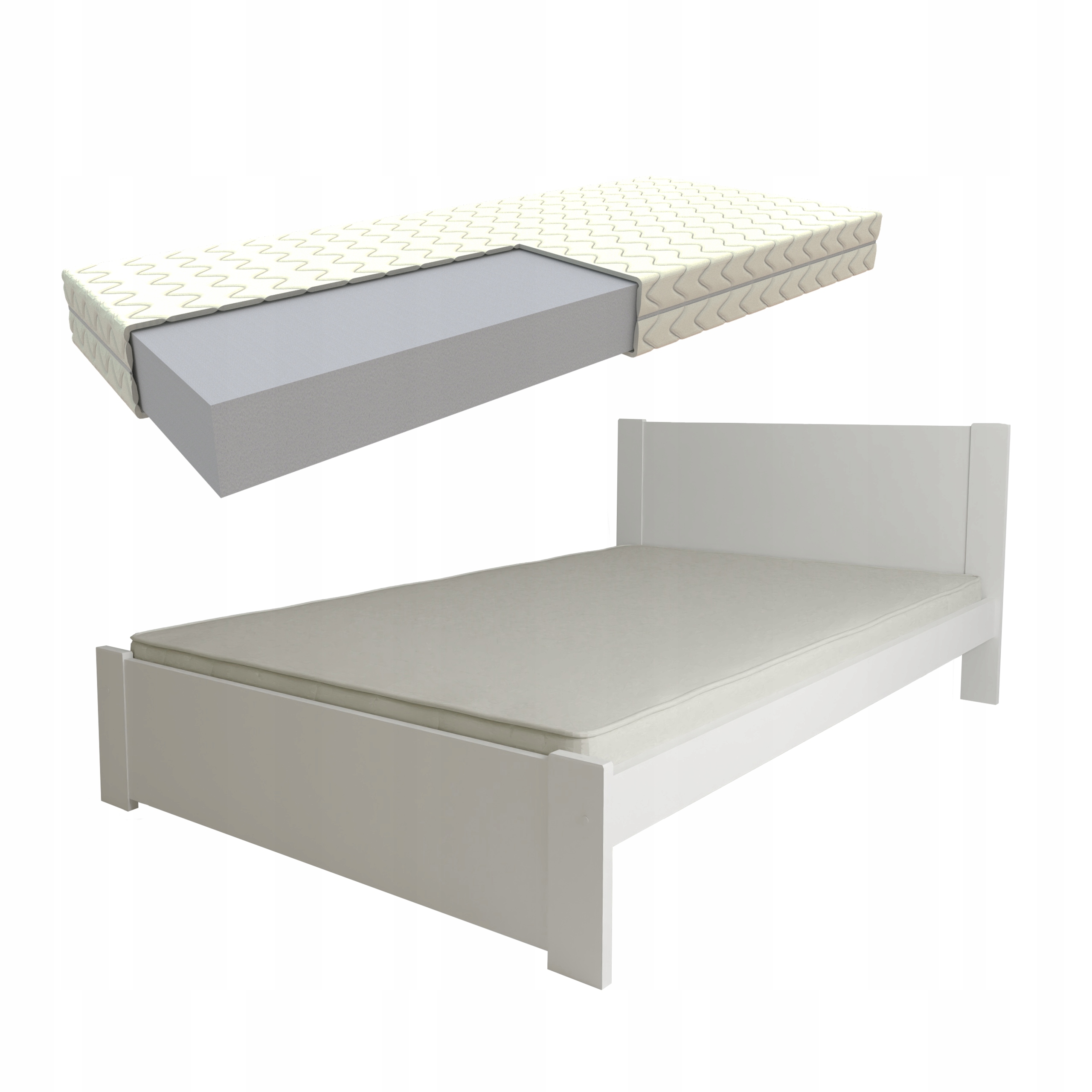 Lůžko D3 120X200 Bílé Dvojité Rošt Matrace Pěnový