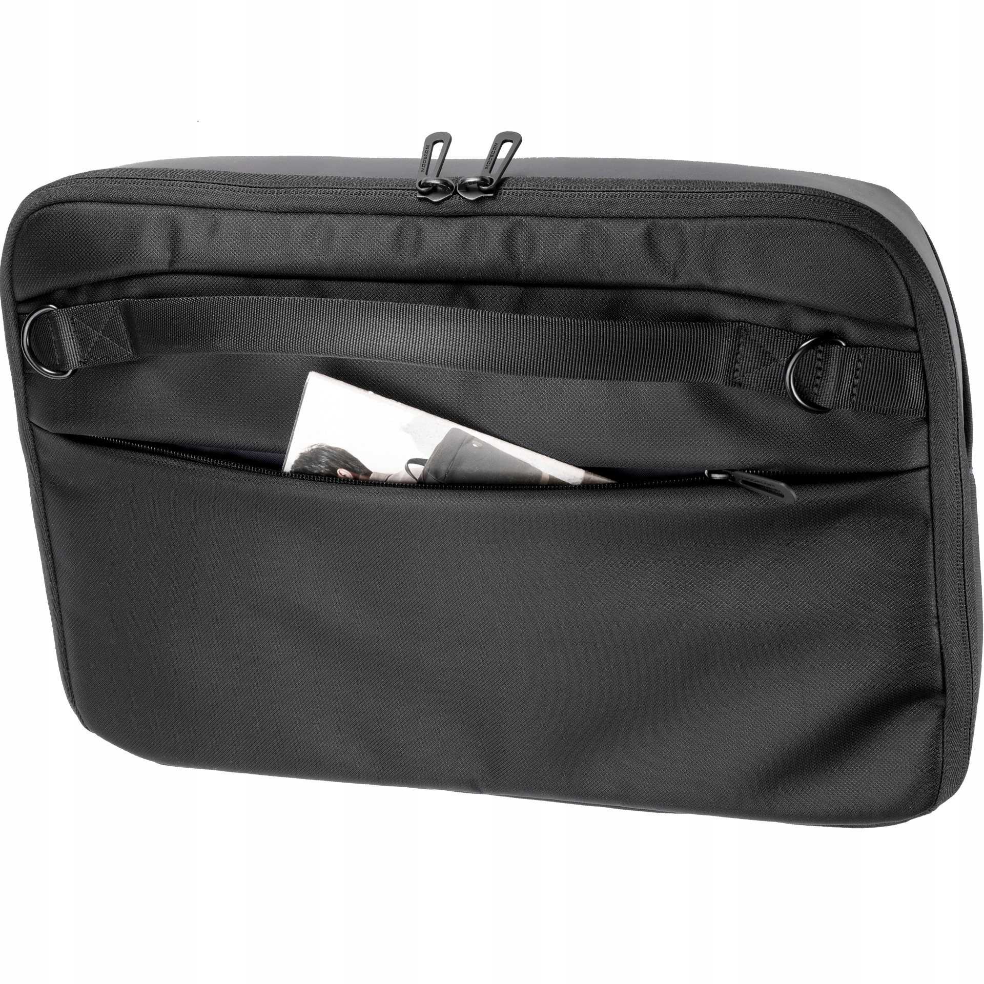 TORBA NA LAPTOPA 15,6 CALA Z WODOODPORNEGO MATERIAŁU POLIESTER + EKOSKÓRA Kolor Czarny