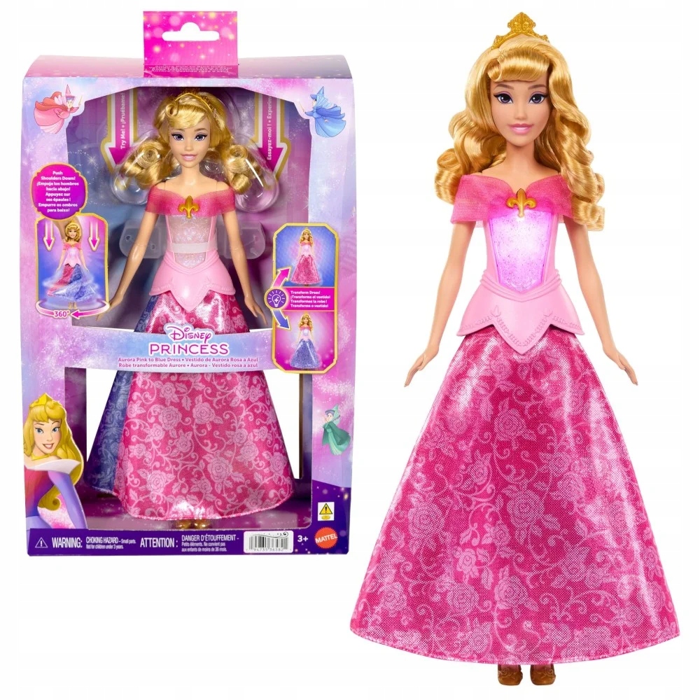 Lalka Disney Princess księżniczka Aurora Sukienka 2w1 Kolorowa przemiana