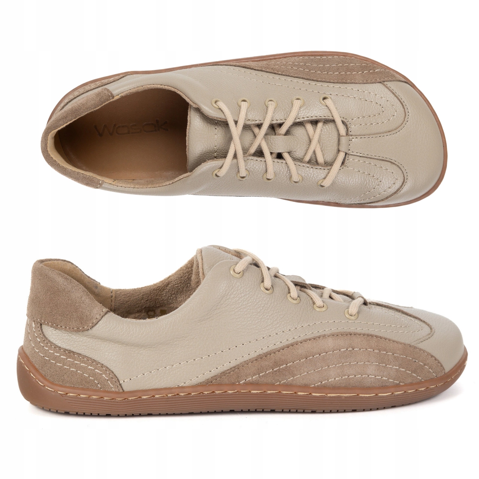 Dámské kožené barefootové polobotky Wasak 0800W cappuccino 37